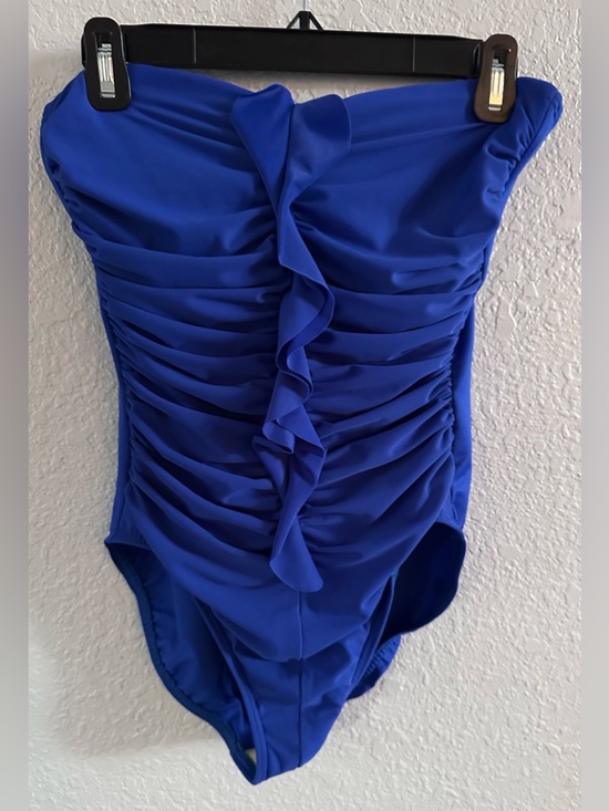 Miraclesuit Other - Miraclesuit Blue Strapless Ruched One Piece Swimsuit Tummy Control Size 10